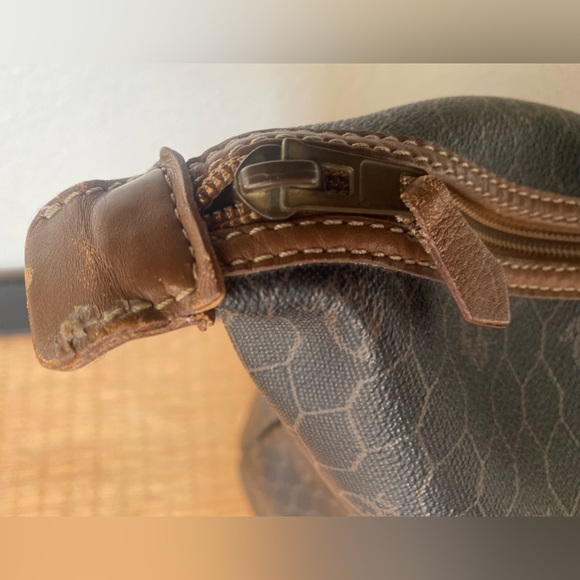 Christian Dior Vintage Honeycomb Weekender Brown Leather Travel Bag - Picture 11 of 17